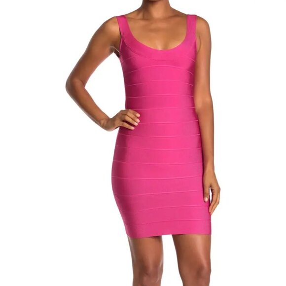 Herve Leger Dresses & Skirts - Herve Leger Hot Pink U-Neck Mini Bandage Dress